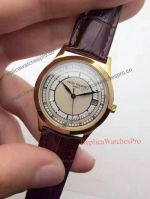 Swiss Calatrava  Patek Philippe Fake Watches Watch Price - Brown Leather Band 